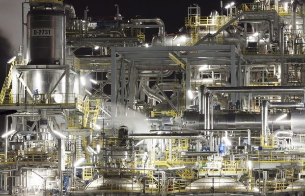 Chemical plant at night, Wloclawek, Poland